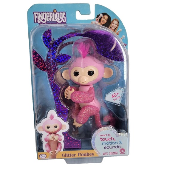 WowWee Toys Fingerlings Pink Glitter Monkey Rose With Motion